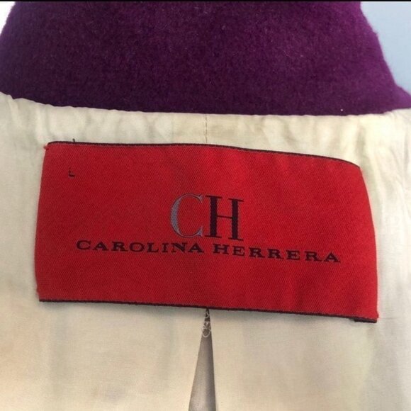 Carolina Herrera Wool Angora Purple Dress Jacket Coat Women’s Size L w/ Dust Bag - Picture 11 of 13